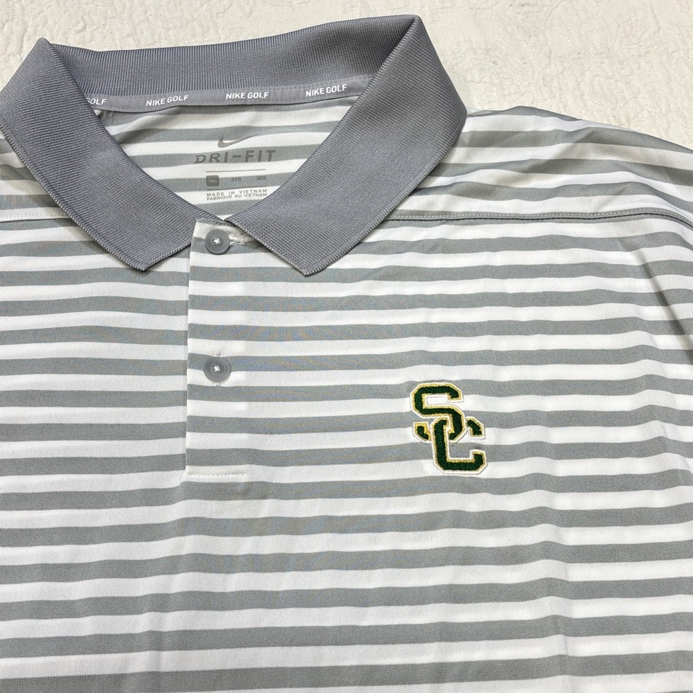 NWNike Golf Mens Tour Performance Dri-FIT Striped Polo Shirt 3XL Gray S C  Logo